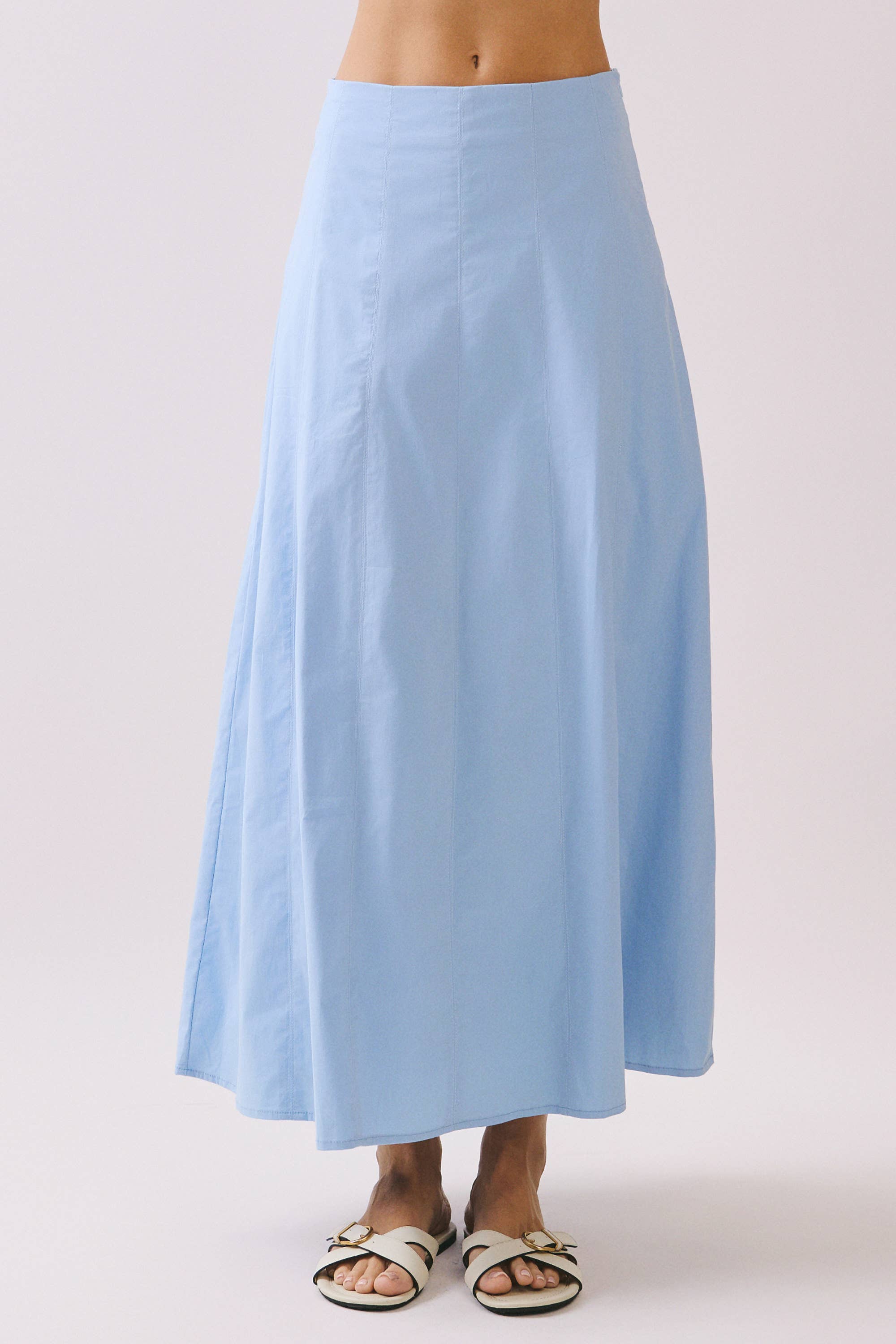 Blue Contrast Detail Maxi Skirt