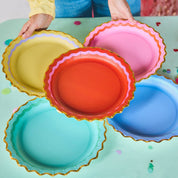 Rainbow Ric Rac Assorted Dinner Plates (10 ct) showing size- 10"