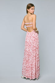 Red Watercolor Floral Maxi Dress