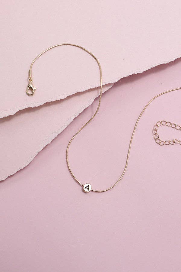 "R" ROUND SNAKE CHAIN INITIAL NECKLACE