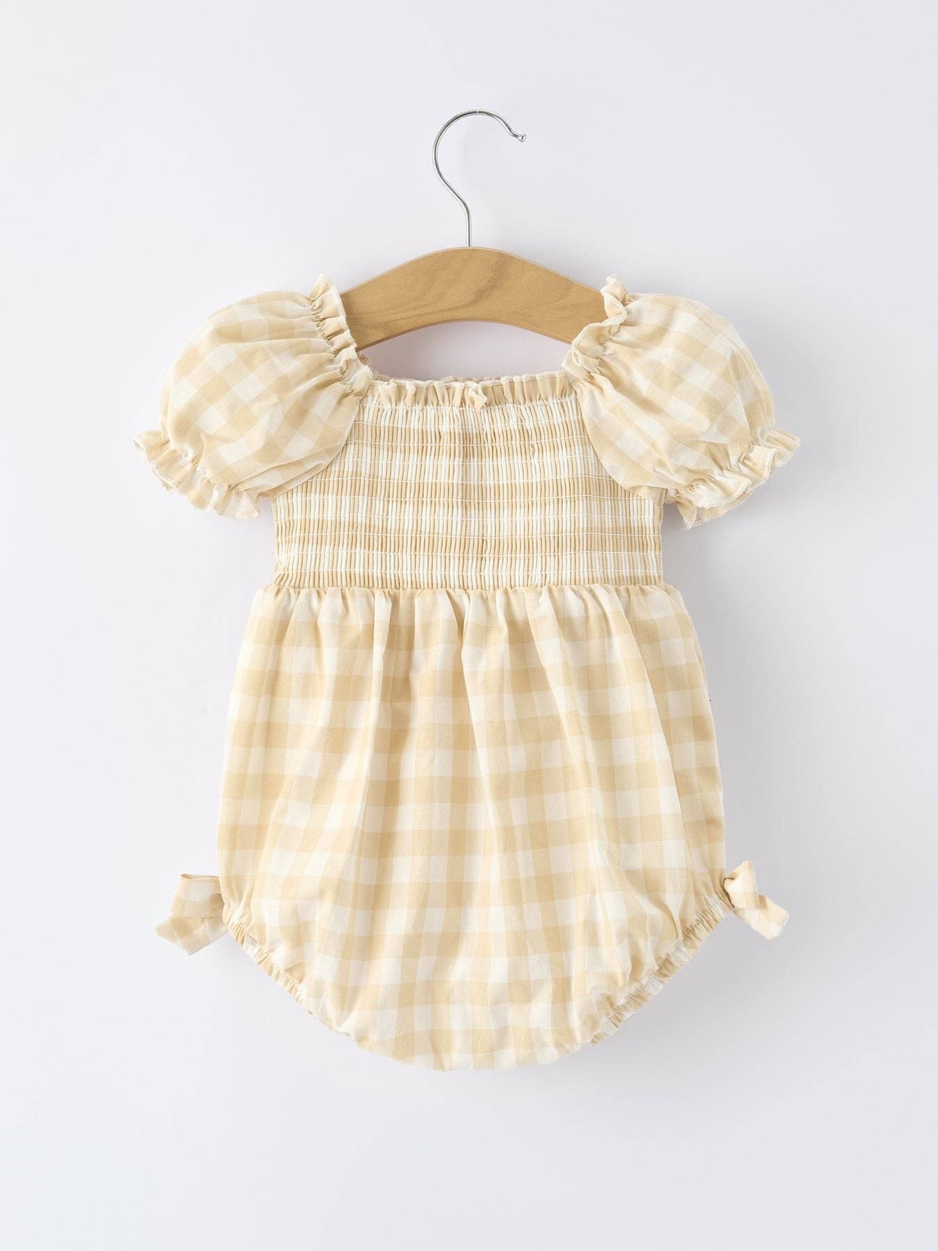 Yellow Plaid Girl Romper