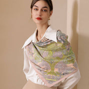 Pink Vintage French Print Scarf showing color: pink