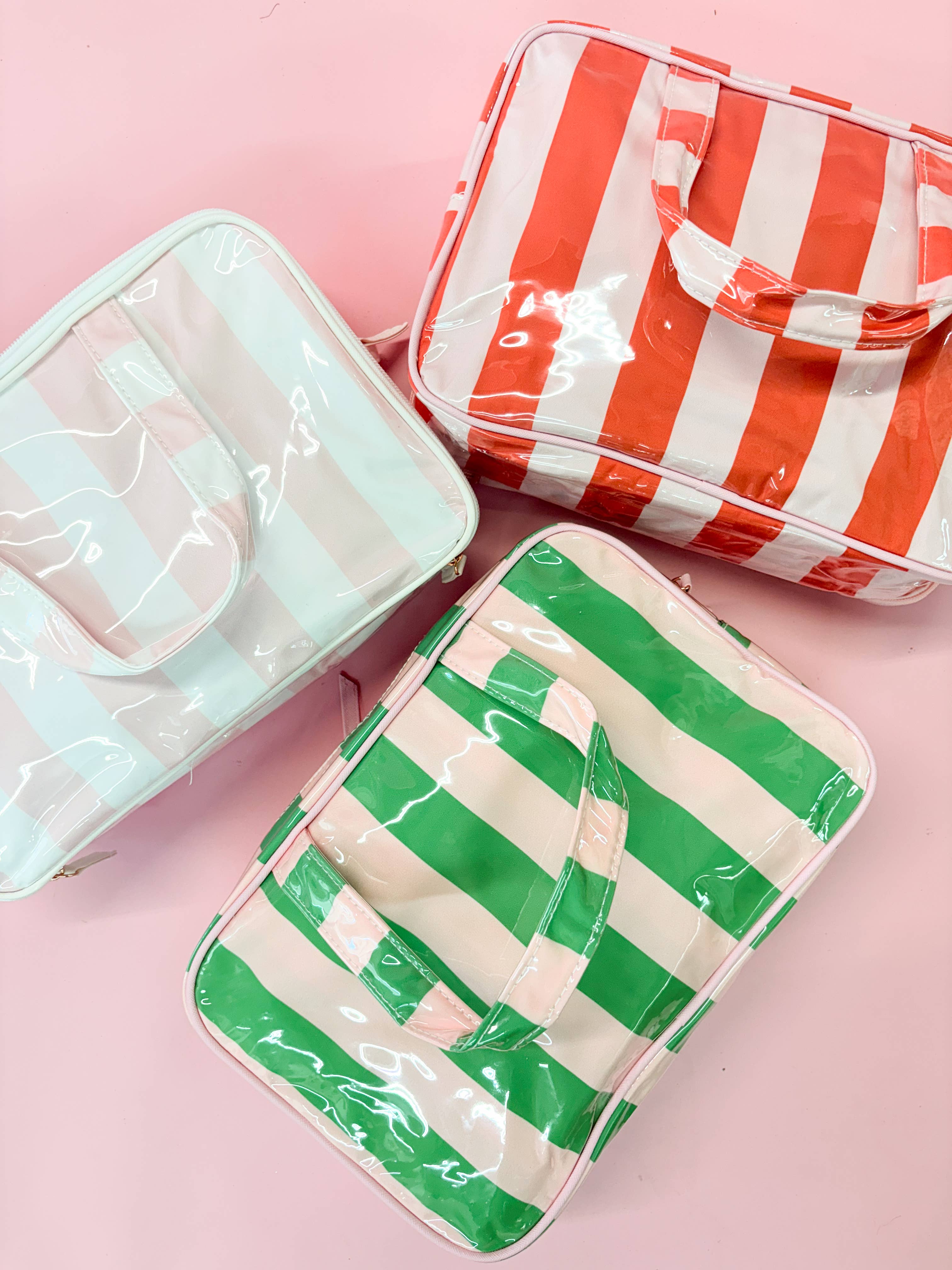 Green Colorful Stripe Travel Case