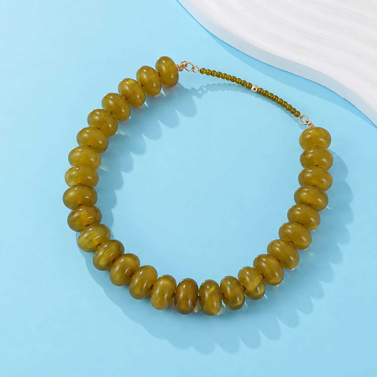 Olive Chunky Bead Necklace