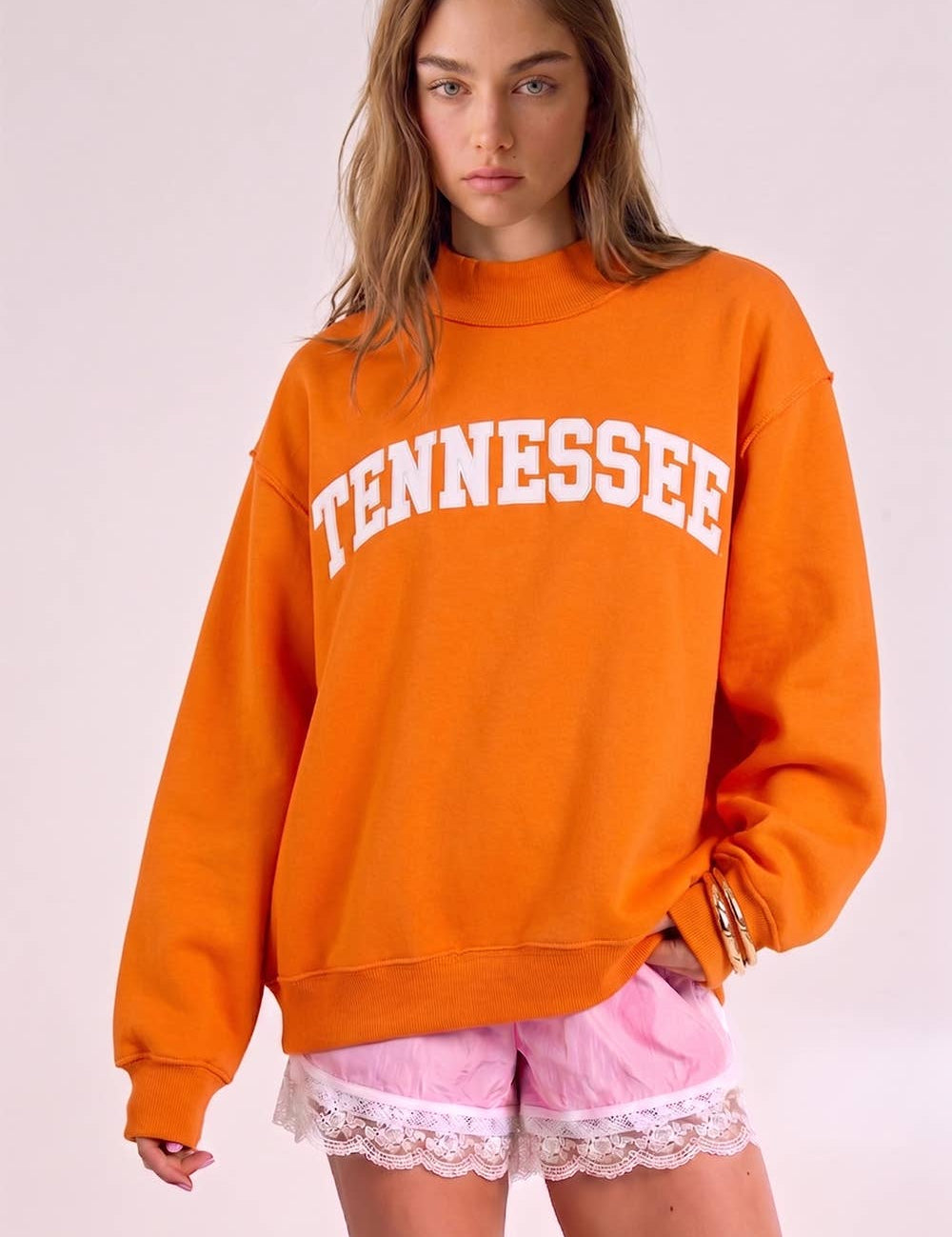 Orange Tennessee Embroidered Mockneck