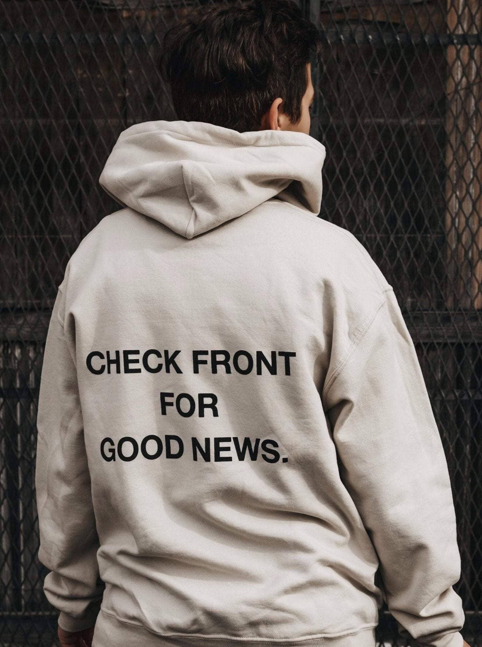"Check Front" Sand Hoodie