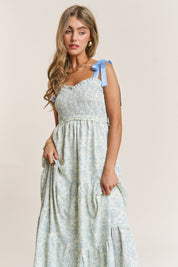 Blue Shoulder Strap Maxi Dress