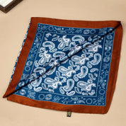 Teal Paisley Border Square Scarf