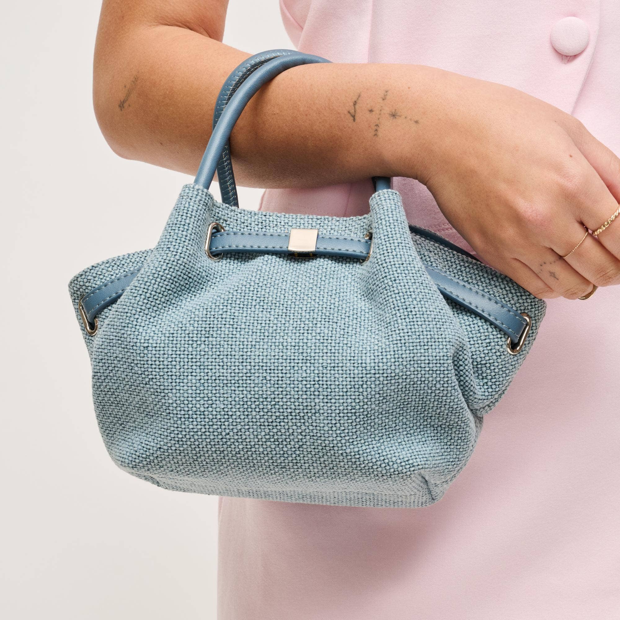Blue Denim Cinched Crossbody Bag