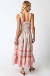 Pink & Green Floral Maxi Dress