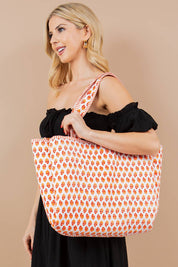 Orange Floral Quilted Tote Bag