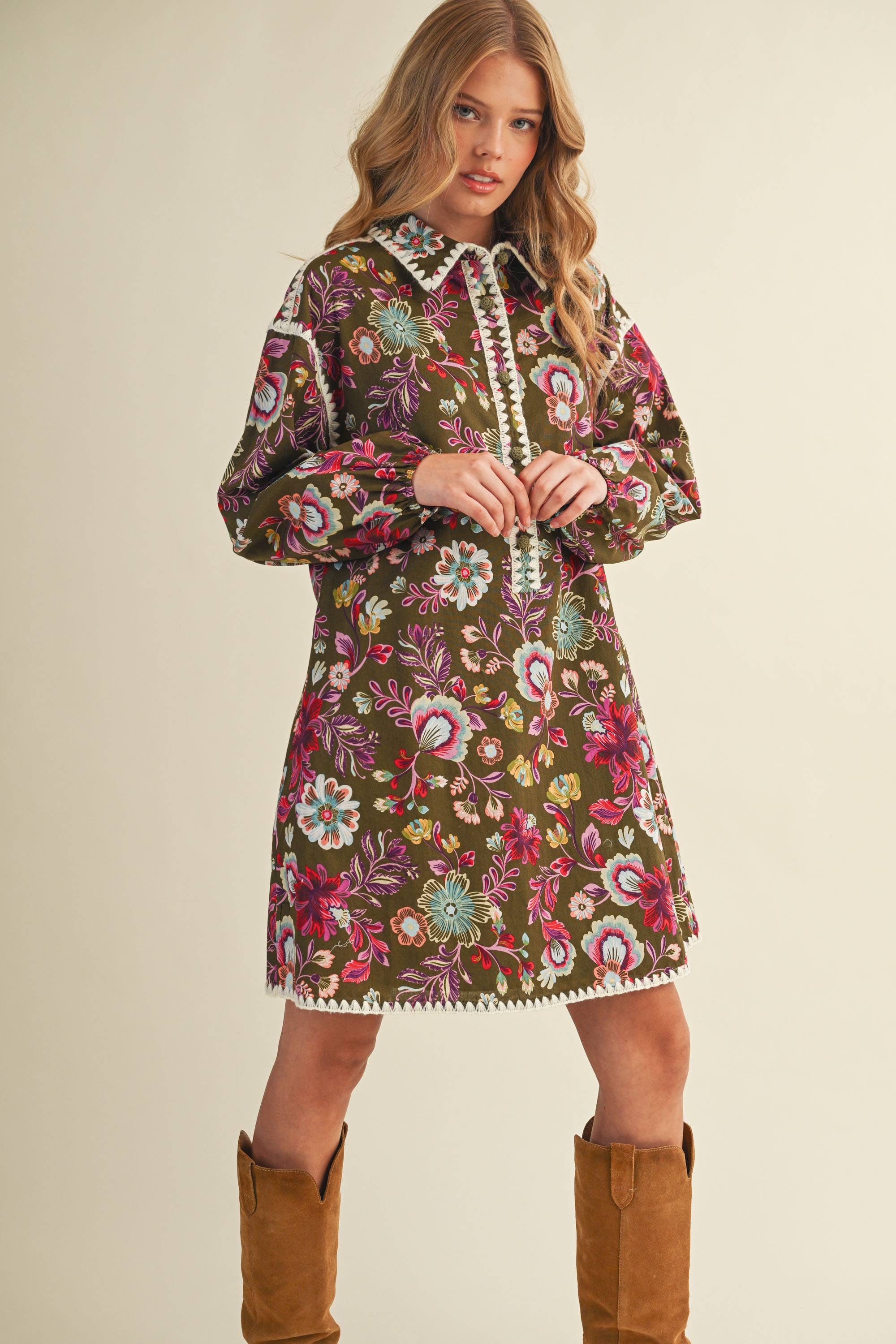 Exclusive Print Blanket Mini Dress