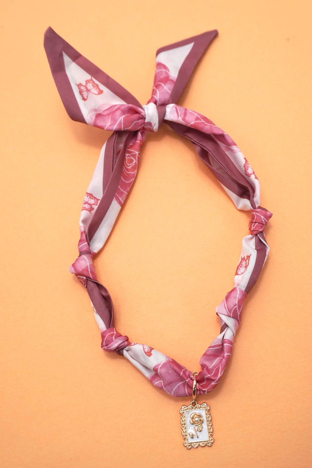 Rose Handcrafted Scarf Interchangeable Charm Necklace