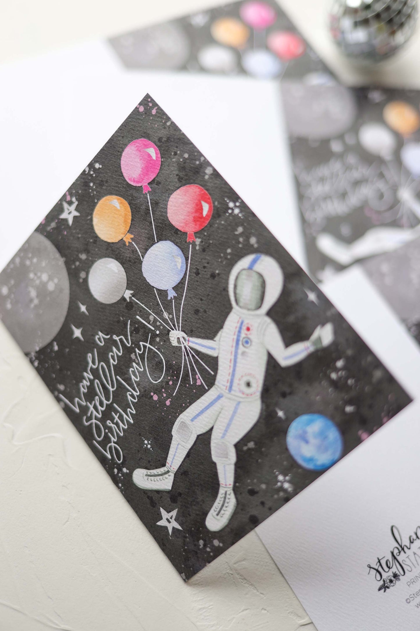 have a stellar birthday outer space card
