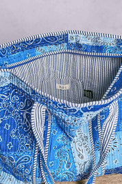 Blue Quilted Tote Bag