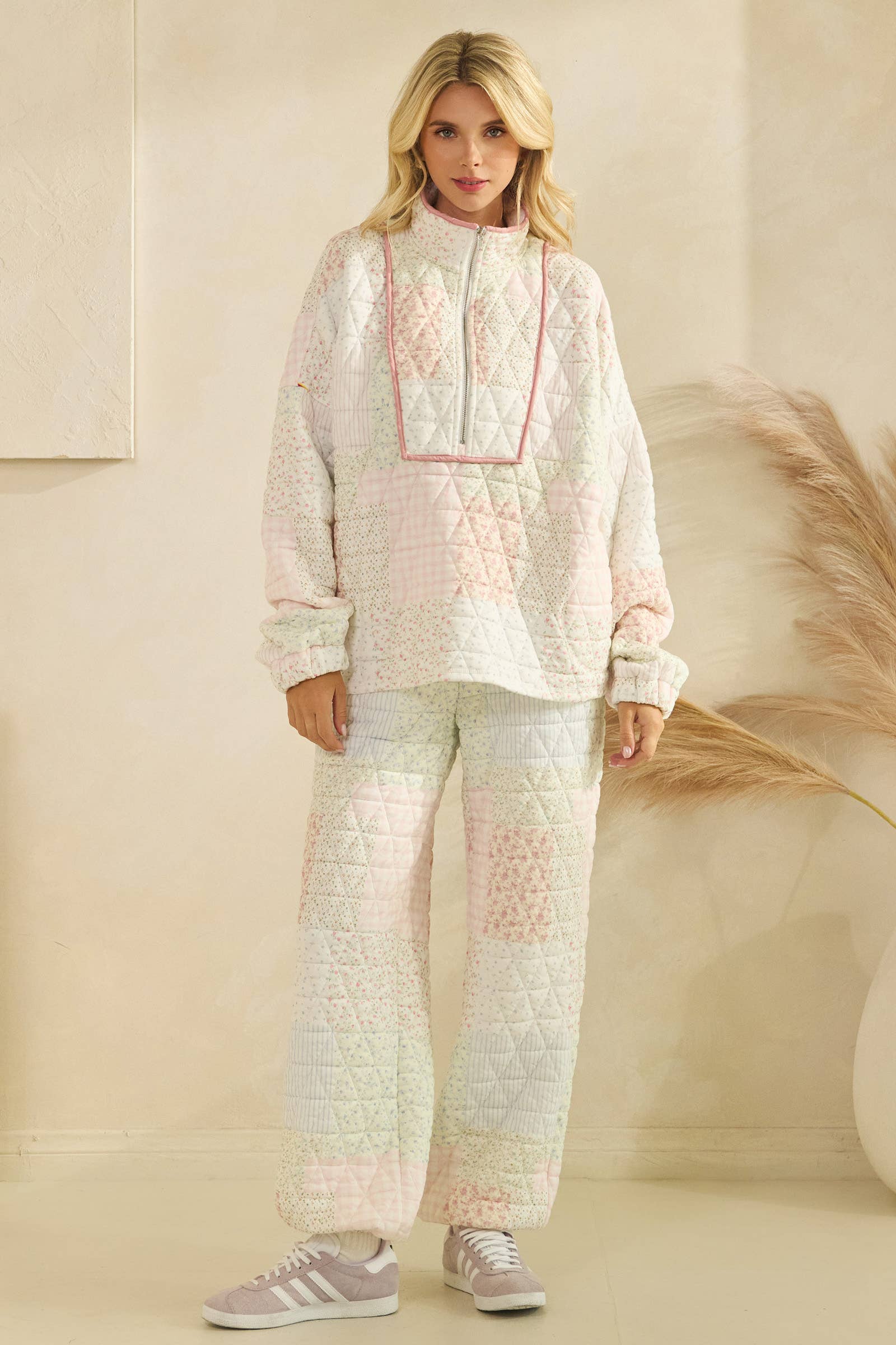 Floral Quilted Quarter Zip