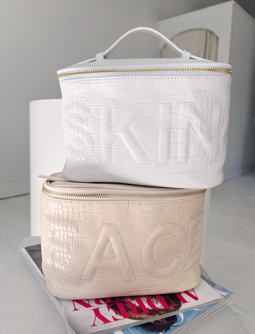 White Leather SKIN Cosmetic Bag