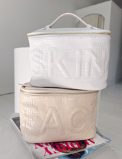 White Leather SKIN Cosmetic Bag
