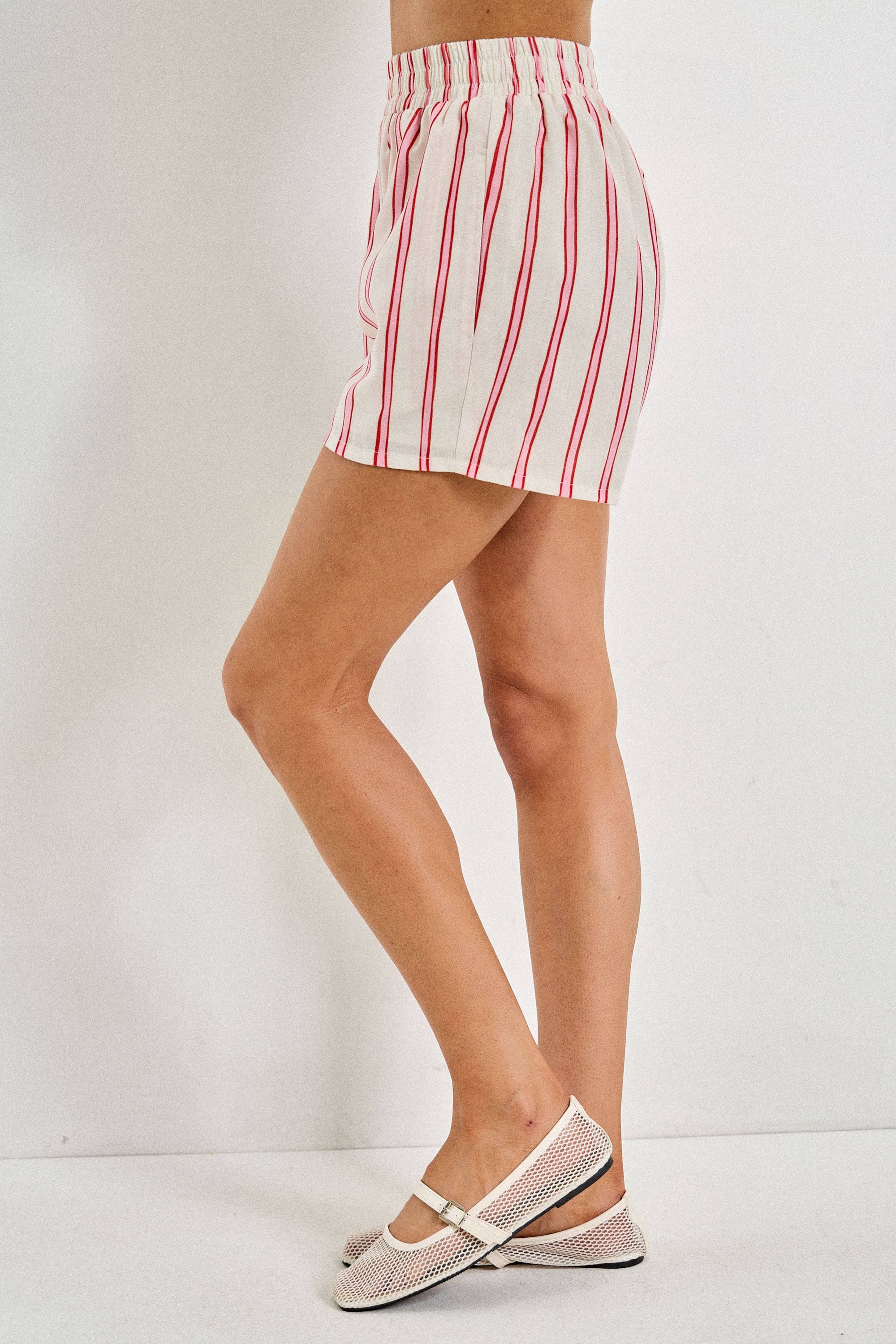 Pink & White Stripe Shorts