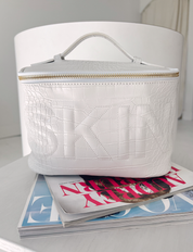 White Leather SKIN Cosmetic Bag
