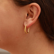 18K Gold Stainless Steel Oval Huggie Earrings