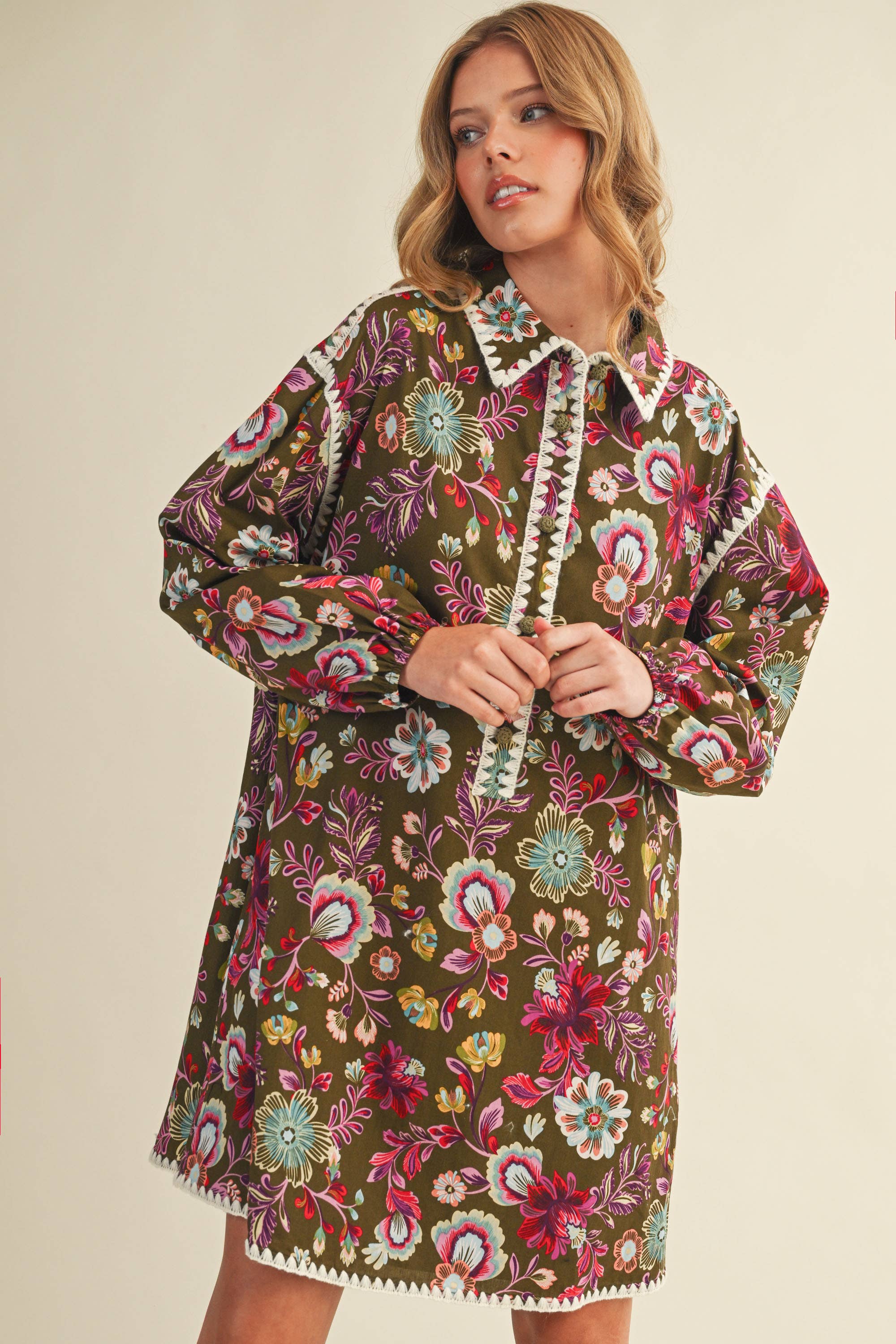 Exclusive Print Blanket Mini Dress