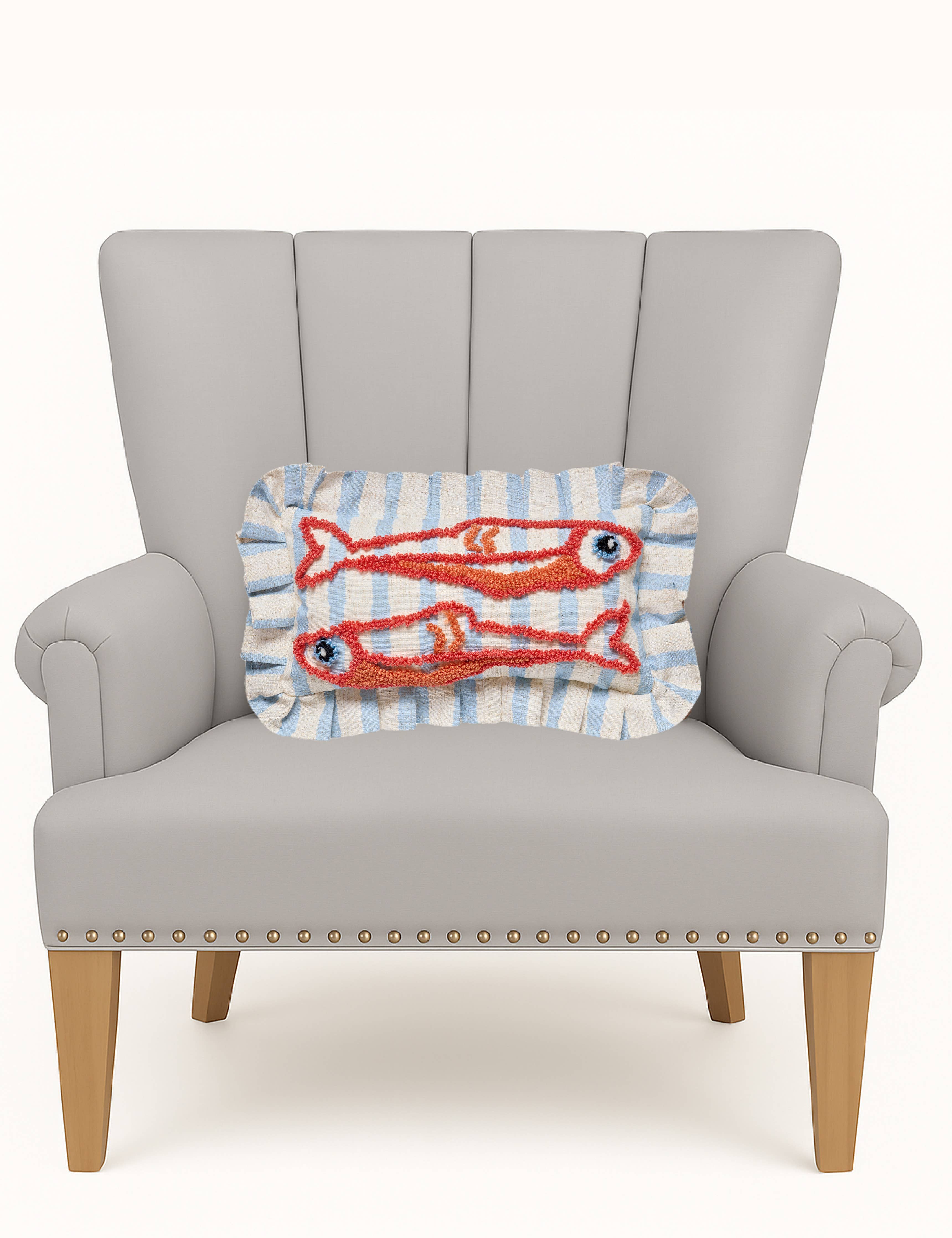 Coastal Sardines Tufted Hook Pillow