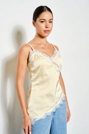 Yellow Asymmetrical Satin Cami