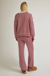 Burgundy & Pink Stripe Sweater & Pants Set