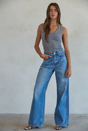 Gray Seamless Ribbed V-Neck Tank