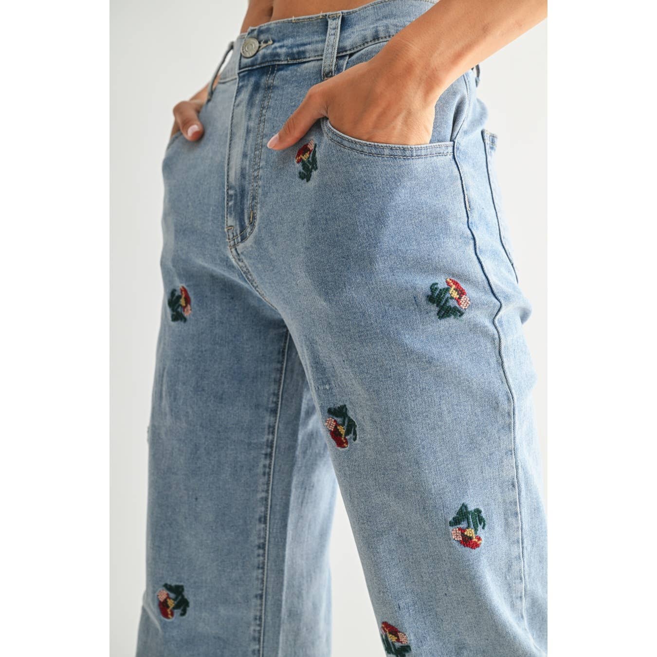 Embroidered Floral Jeans