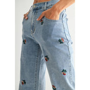 Embroidered Floral Jeans