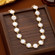 Gold Pearl Station Necklace