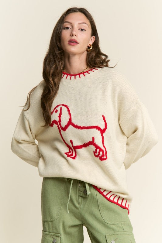 Puppy Accent Sweater Top