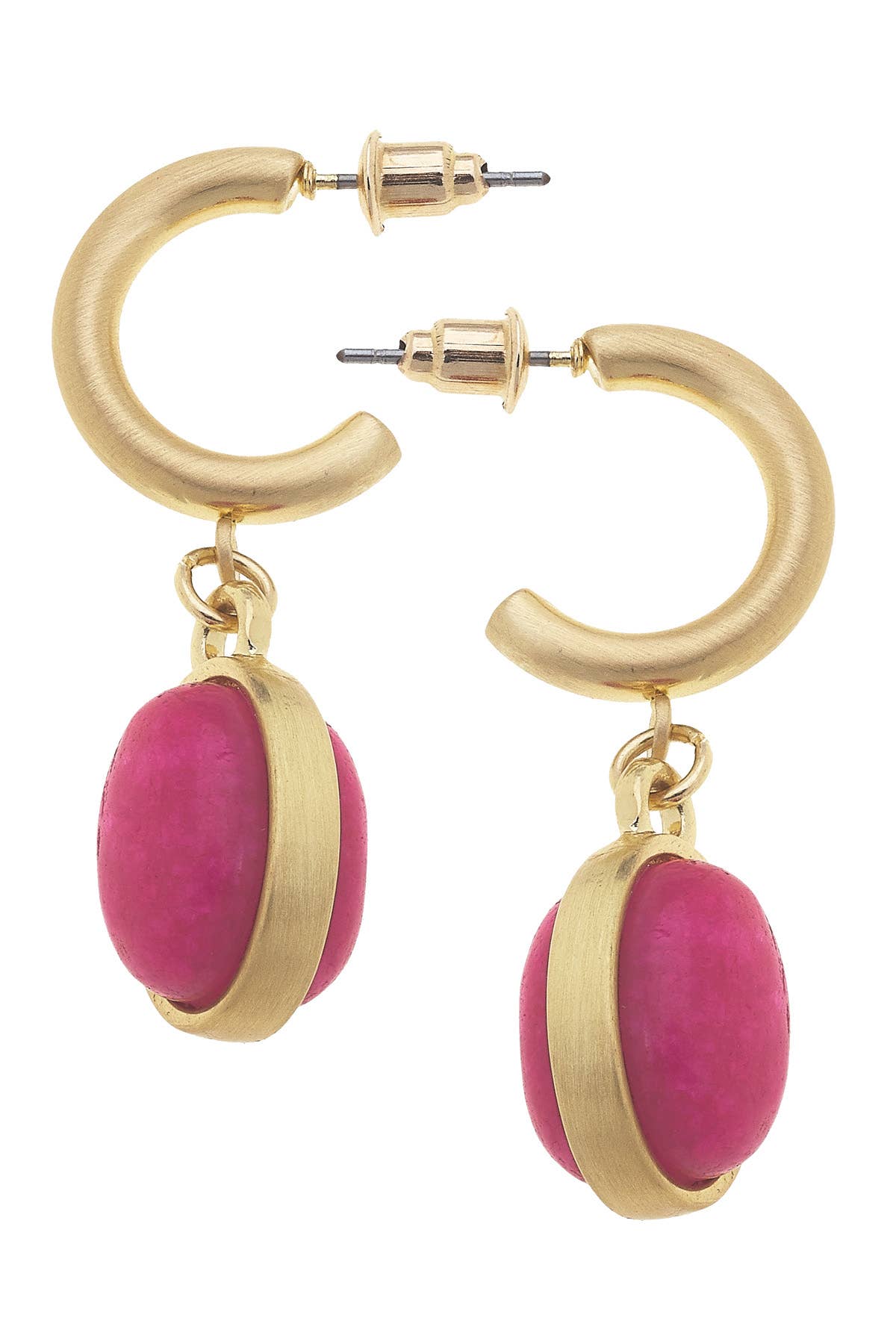 Caroline Gemstone Drop Hoop Earrings