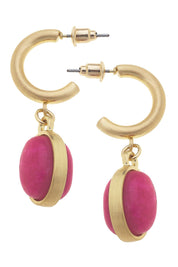Caroline Gemstone Drop Hoop Earrings