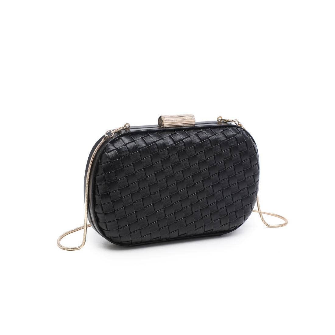 Black Woven Oval Evening Bag