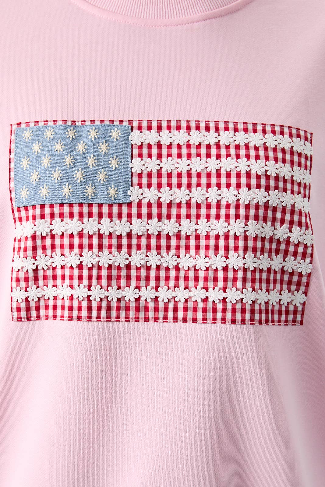 Pink Crewneck USA Flag Art Work