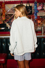 Gray Nashville Stripe Embroidered Mockneck