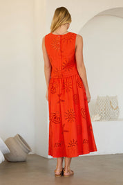 Orange Coastal Eyelet Lace Skirt Set