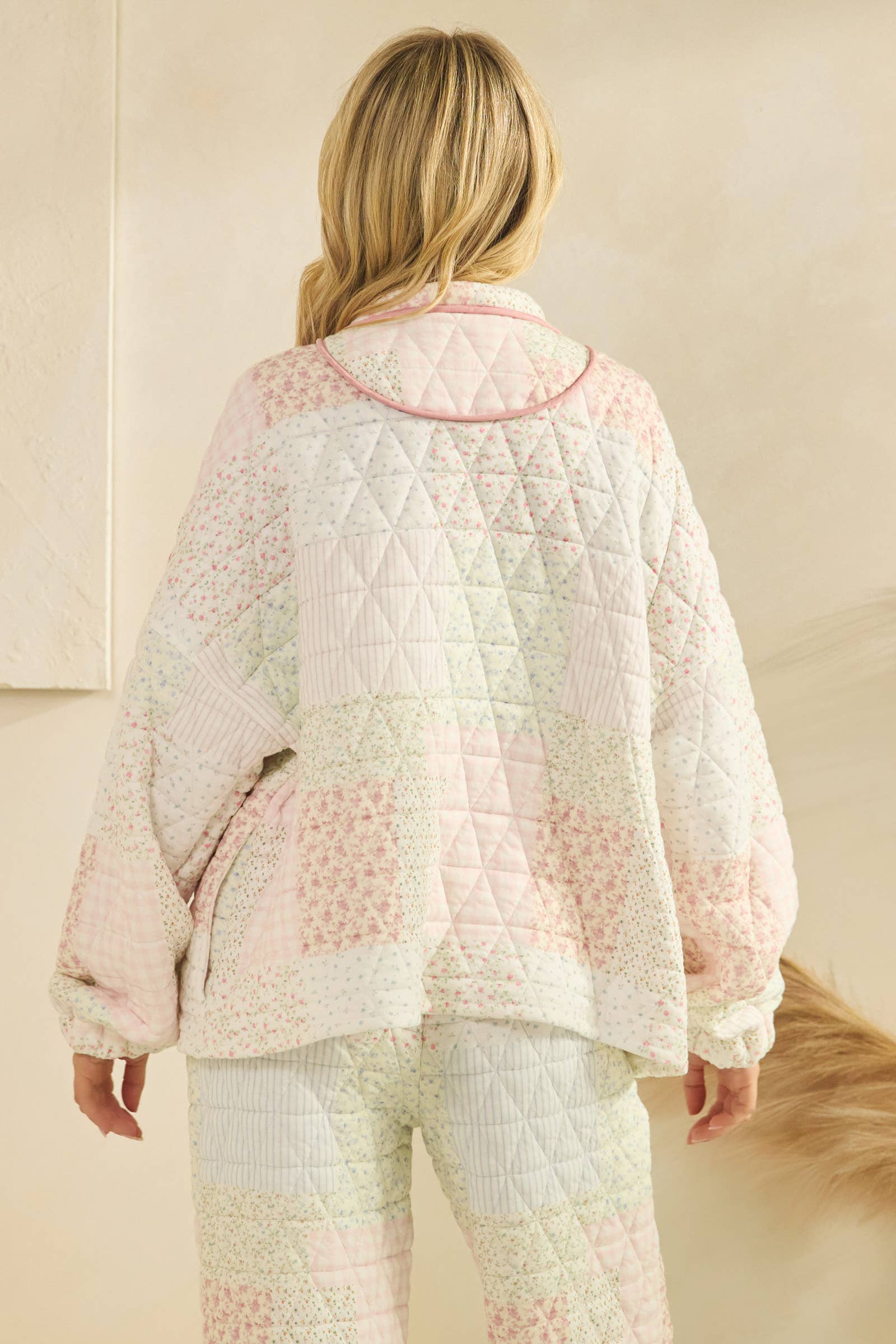 Floral Quilted Quarter Zip