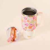 Small Pink Floral Flip Straw Tumbler