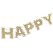 Happy Birthday Gold Reusable Banner from Ninety Nine Boutique