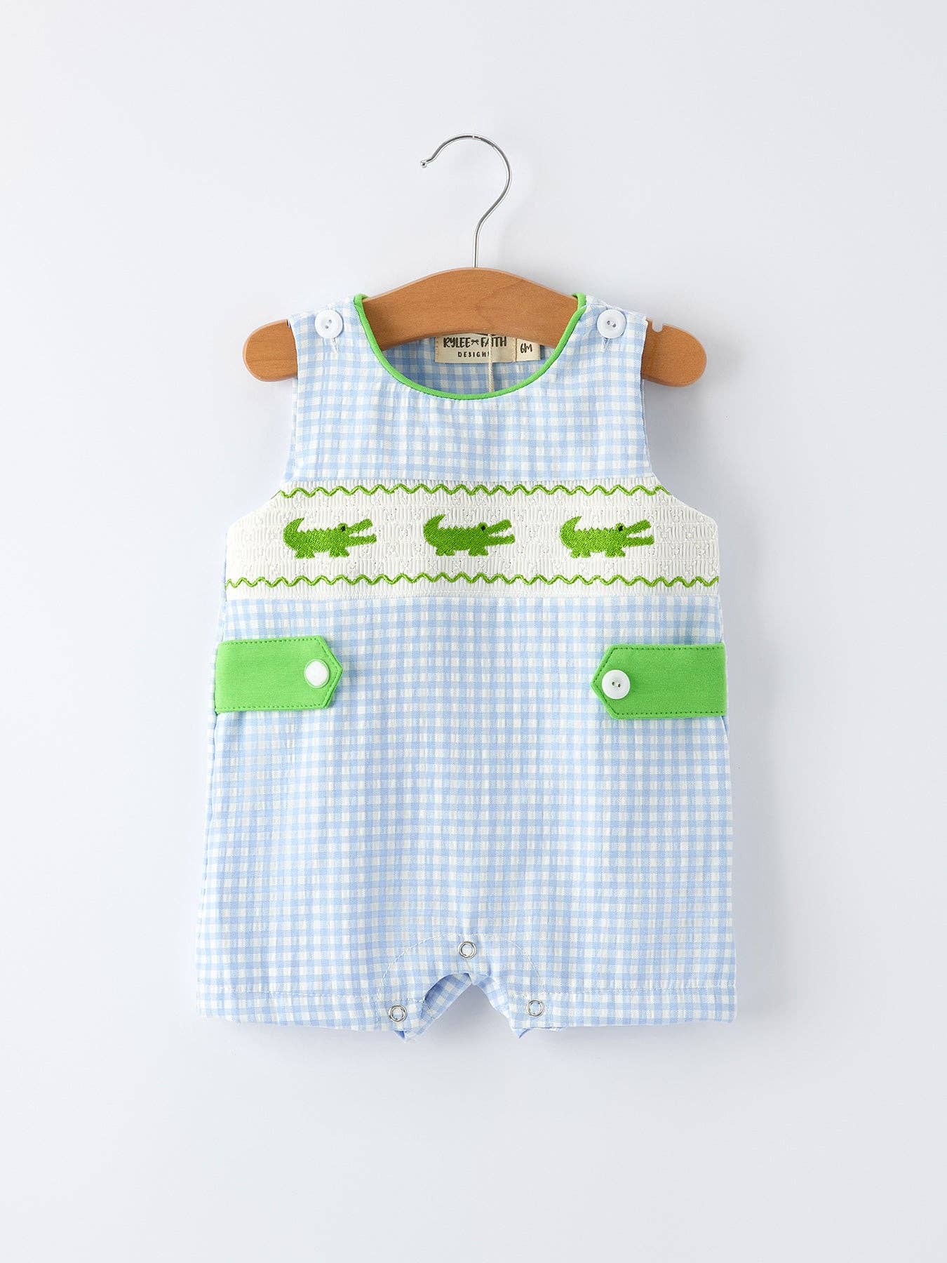 Baby Boy Crocodile Smocked Romper