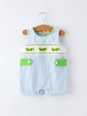 Baby Boy Crocodile Smocked Romper