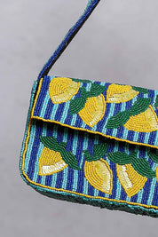 Blue Beaded Lemon Shoulder Bag