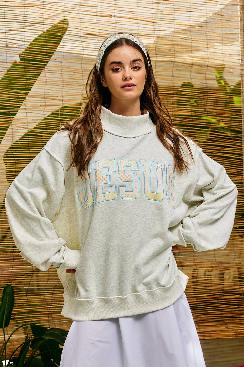 Patchwork Embroidered Jesus Sweatshirt
