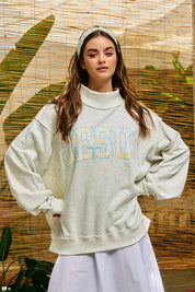 Patchwork Embroidered Jesus Sweatshirt