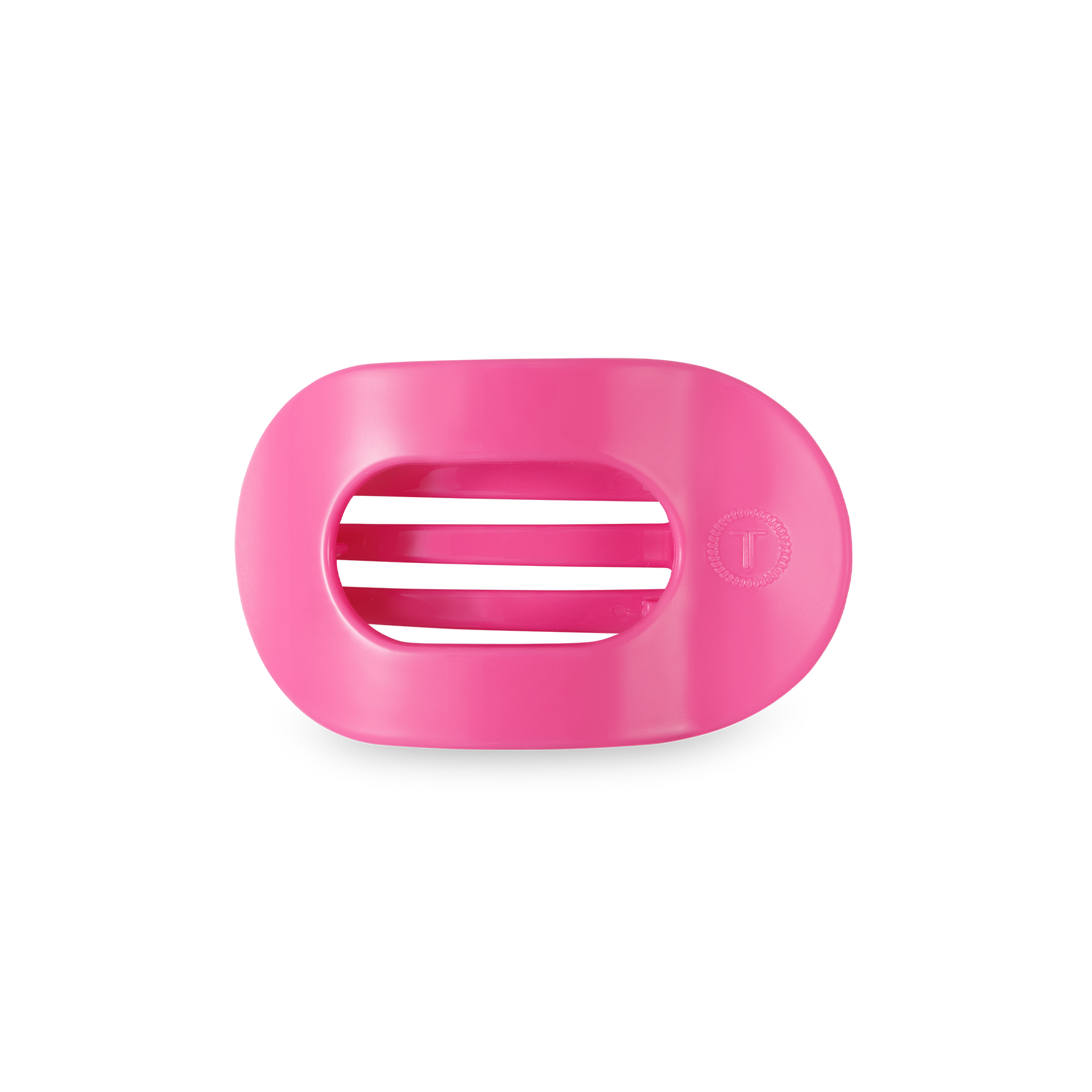 Flat Round Hair Clip | Small | Paradise Pink — rounded oval shape and bendable teeth for a secure yet gentle hold