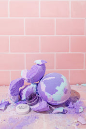 Lavender Haze Bath Balm showing purple and blue swirled bath balm